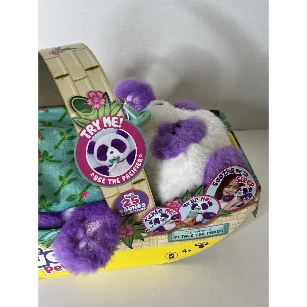 Little Live Pets Cozy Dozy Purple & White Panda with Pacifier Plush and blanket